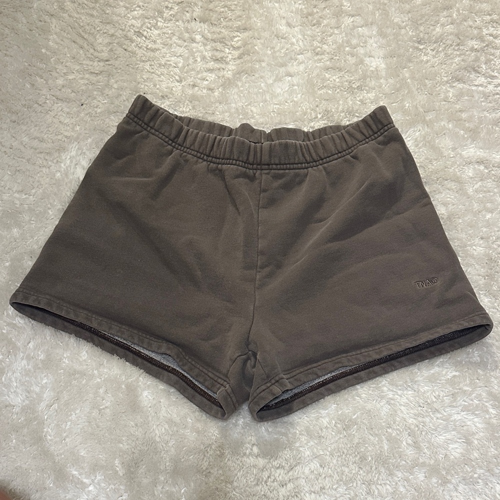 TNA Cozy Fleece Shorts in Brown